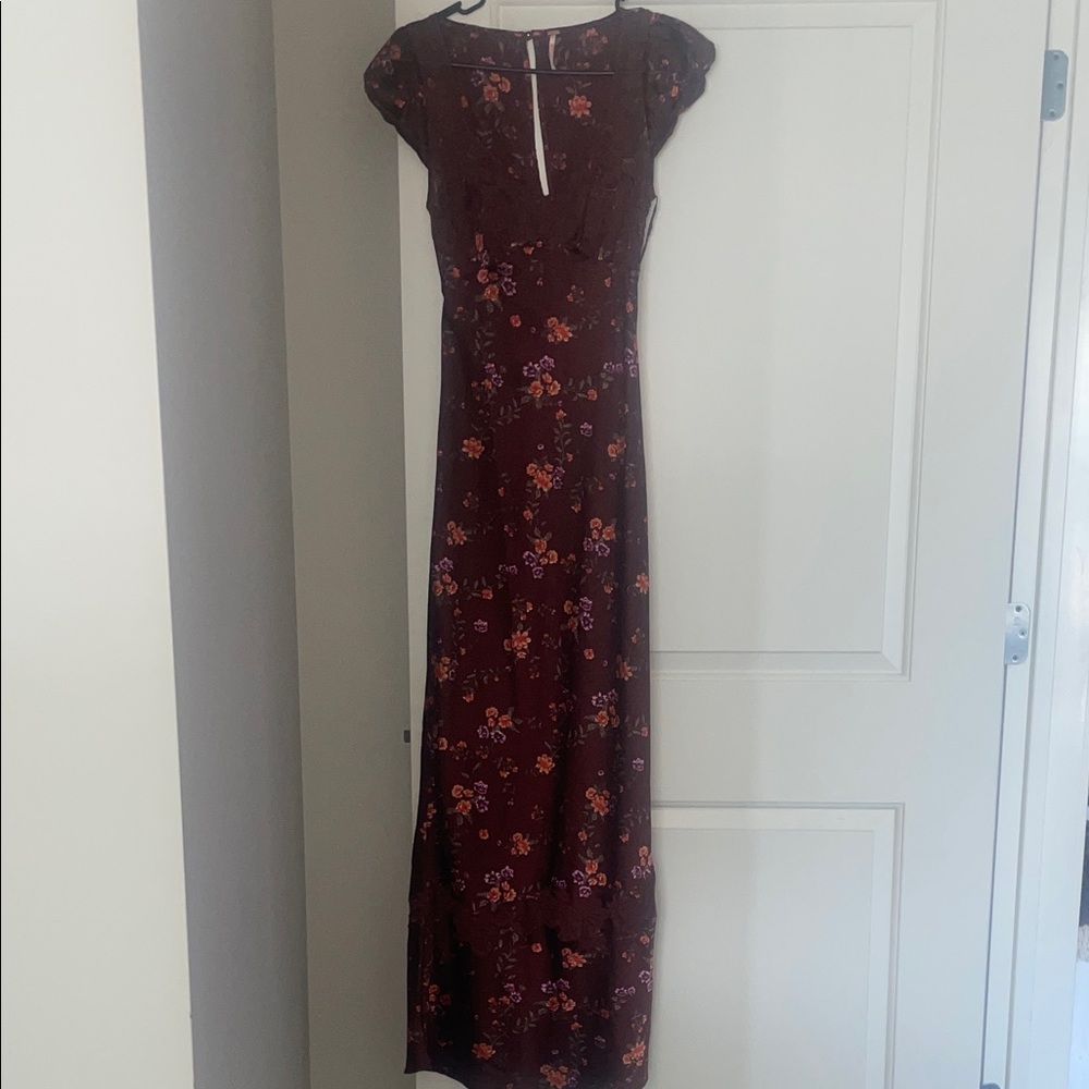 Free People Burgundy Floral Maxi Dress